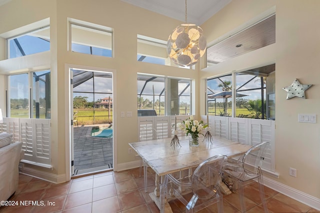 interior space with plenty of natural light and ornamental molding