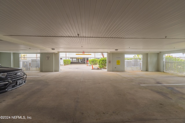 garage with a carport