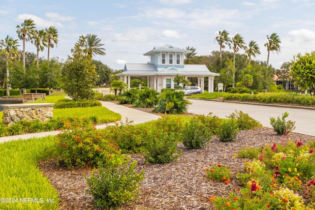 view of community with curved driveway
