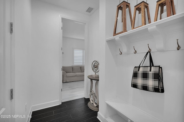 mudroom featuring dark hardwood / wood-style floors