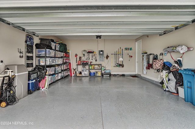 garage with electric panel