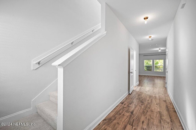 corridor featuring wood-type flooring