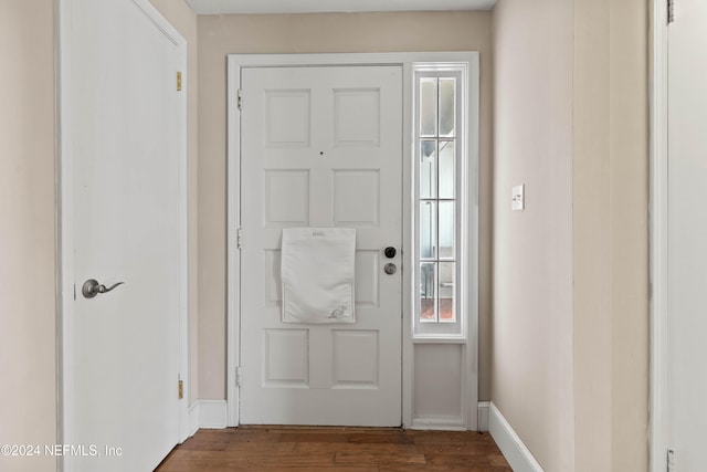 doorway to outside featuring dark hardwood / wood-style floors