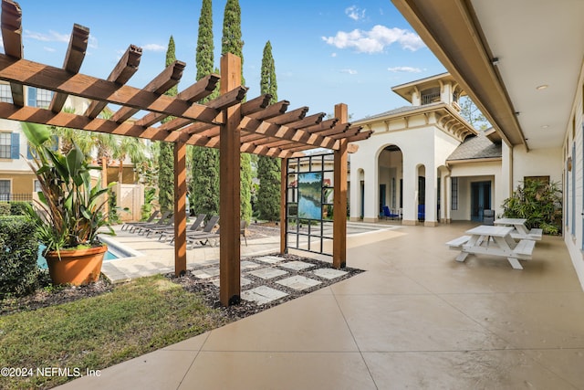 view of patio with a pergola