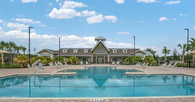 view of swimming pool with a patio