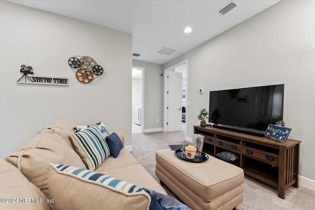 244 Rum Runner Way, Saint Johns, FL 32259 - living room featuring light carpet, baseboards, and recessed lighting