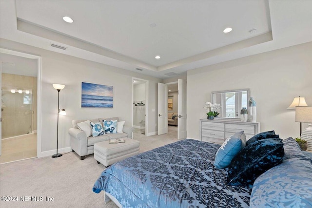 244 Rum Runner Way, Saint Johns, FL 32259 - carpeted bedroom featuring recessed lighting, baseboards, a raised ceiling, and ensuite bath