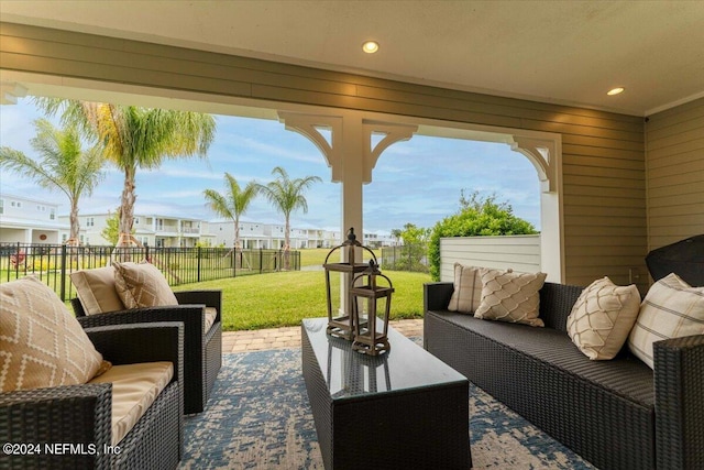 view of patio featuring an outdoor hangout area