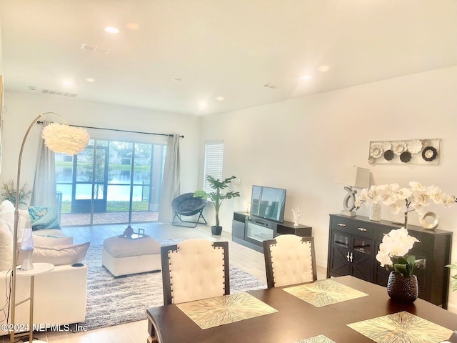 dining area featuring light hardwood / wood-style flooring