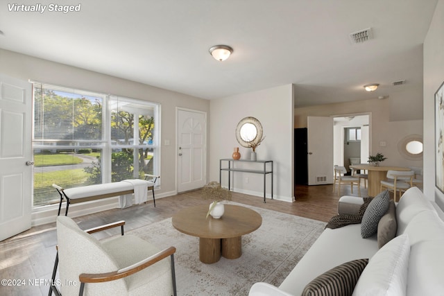 living room featuring light hardwood / wood-style flooring