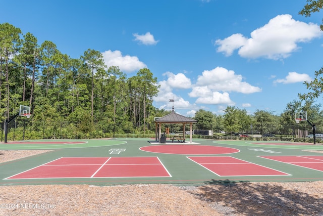 view of basketball court with a gazebo