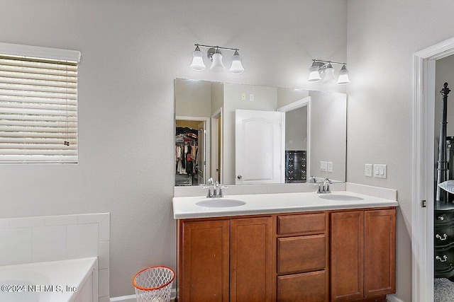 bathroom featuring vanity and a bathing tub