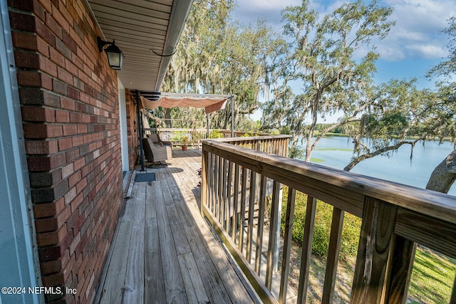 deck with a water view