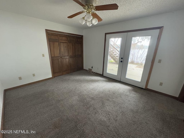 6706 Baja Ct, Keystone Heights, FL 32656 - unfurnished bedroom with carpet, french doors, baseboards, and access to outside