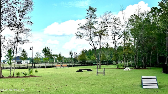 view of community with a lawn