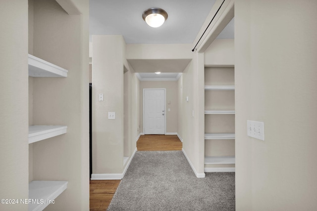 hall featuring hardwood / wood-style flooring