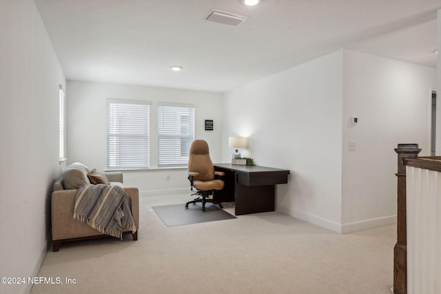 office space with light carpet