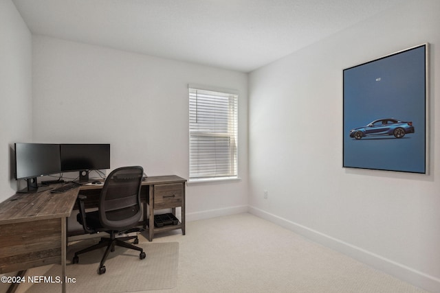 view of carpeted home office