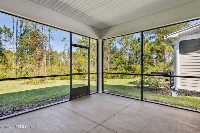 view of unfurnished sunroom