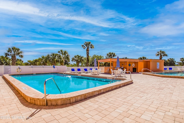 view of pool featuring a patio