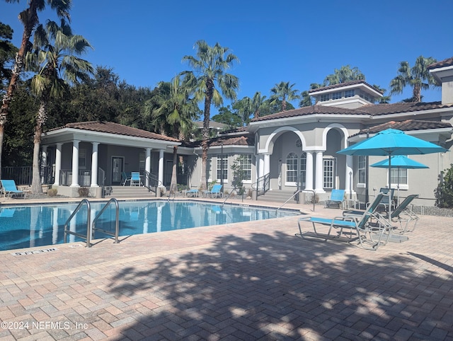 view of pool featuring a patio area