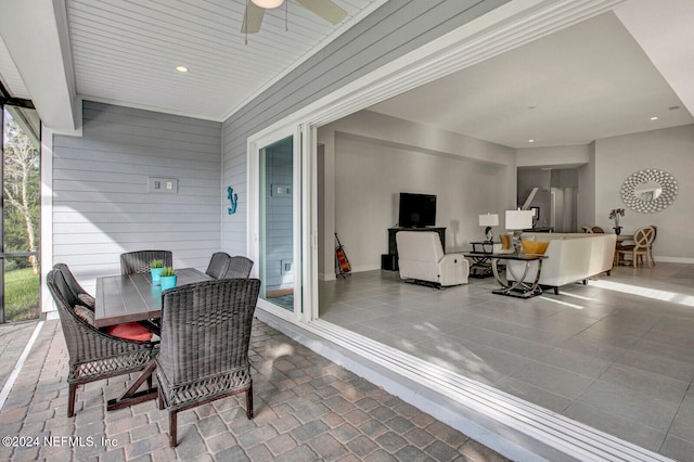 view of patio with ceiling fan