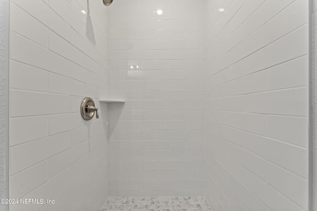 interior details featuring a tile shower