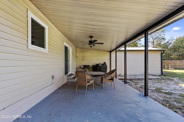 view of patio / terrace with ceiling fan