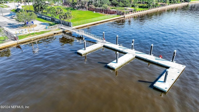 dock area featuring a water view