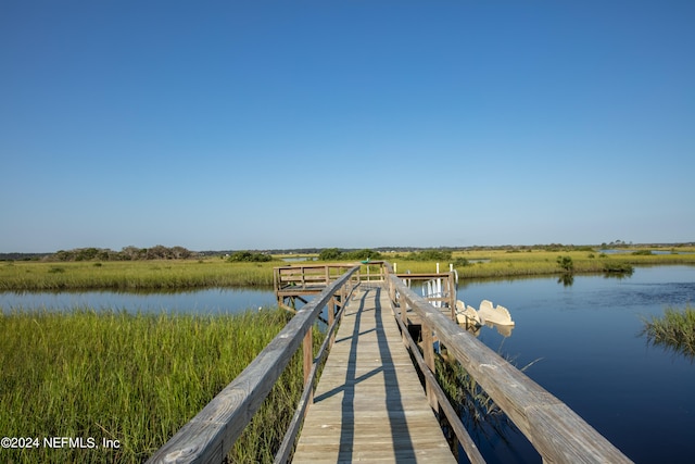 view of dock featuring a water view