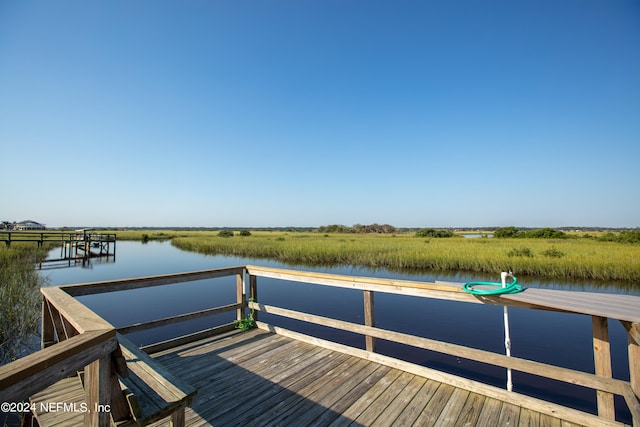 view of dock featuring a water view