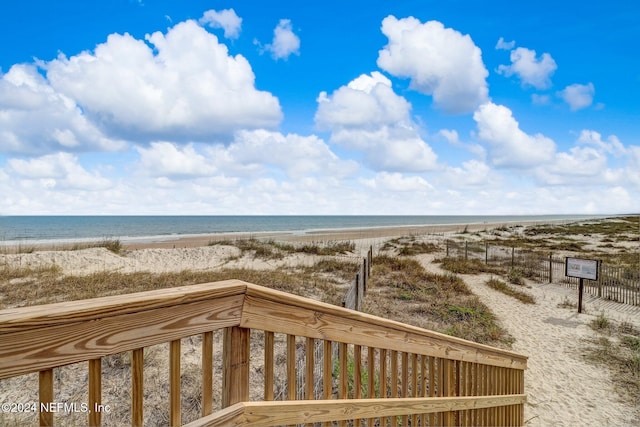 view of water feature featuring a beach view