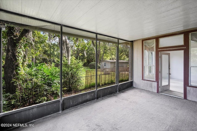 view of unfurnished sunroom