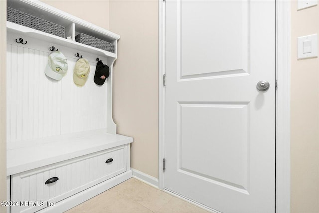 mudroom featuring light tile patterned floors