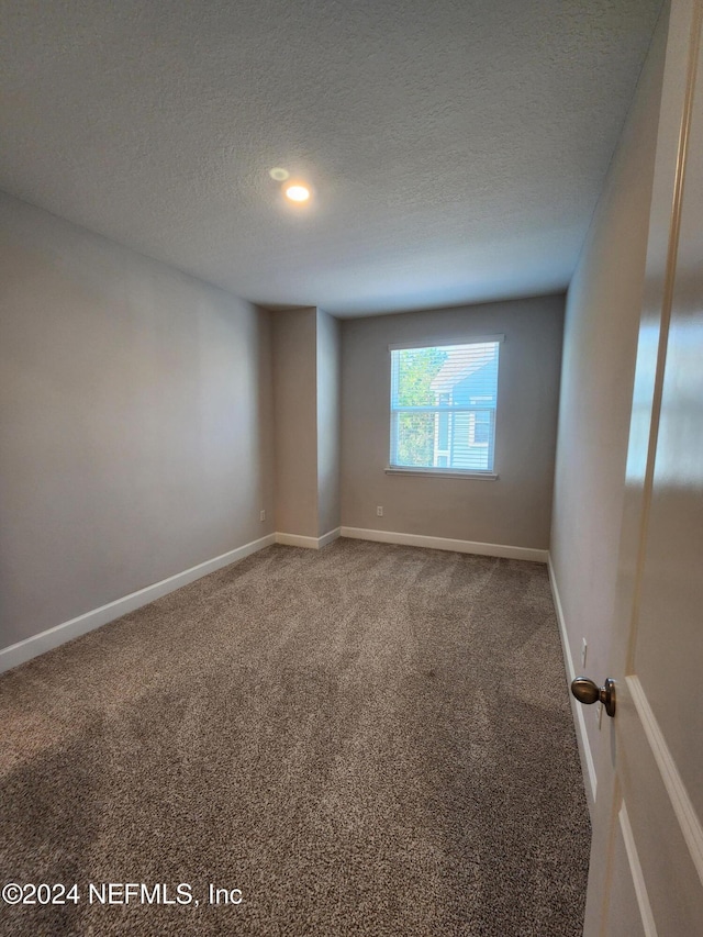 carpeted spare room with a textured ceiling