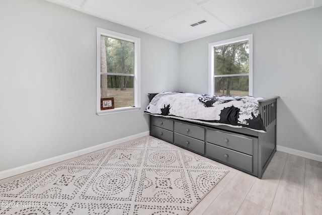 bedroom featuring light hardwood / wood-style floors