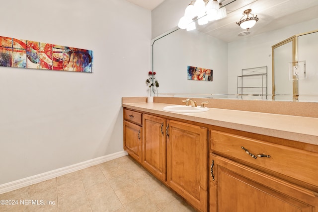 bathroom featuring vanity and tile patterned floors