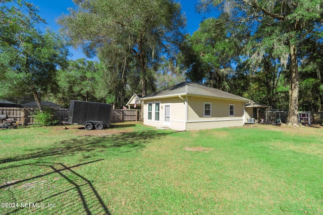 view of yard with a fenced backyard