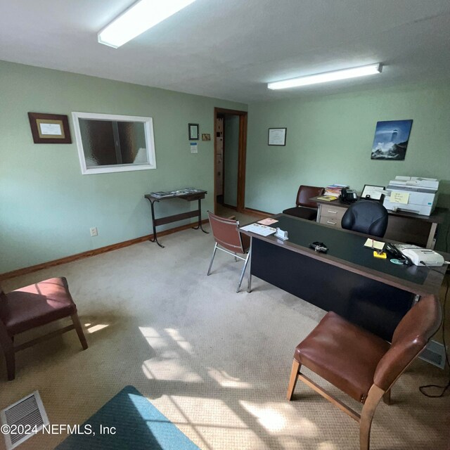 living room with light colored carpet