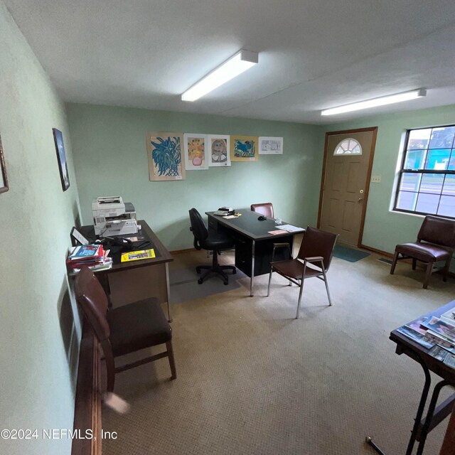 view of carpeted office space