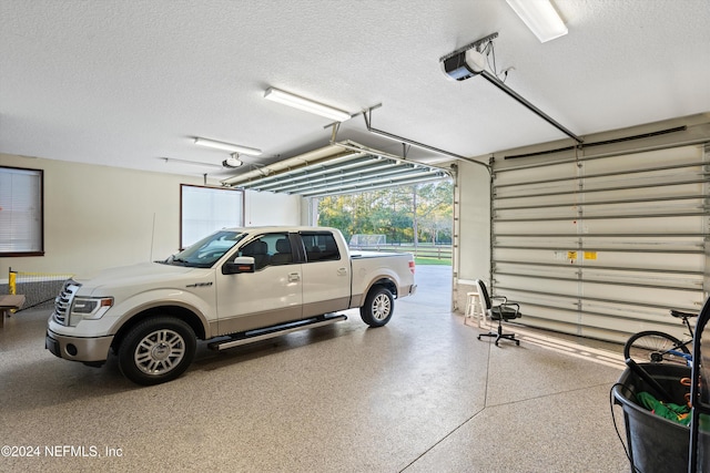 garage with a garage door opener