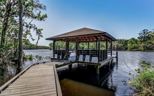 dock area featuring a water view