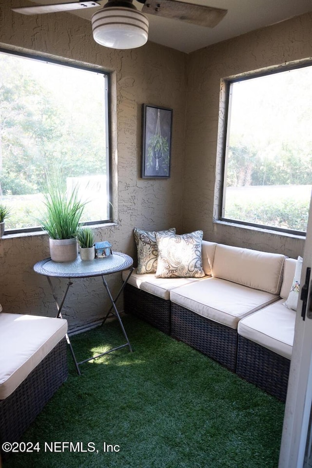 21 Arbor Club Dr Unit 101, Ponte Vedra Beach, FL 32082 - living area featuring ceiling fan and carpet flooring