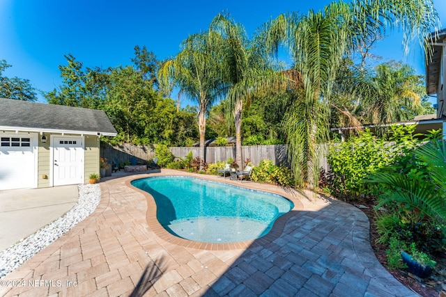 view of swimming pool with a patio