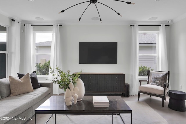 living room featuring plenty of natural light