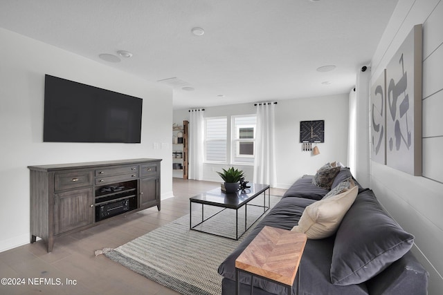 living room with light wood-type flooring