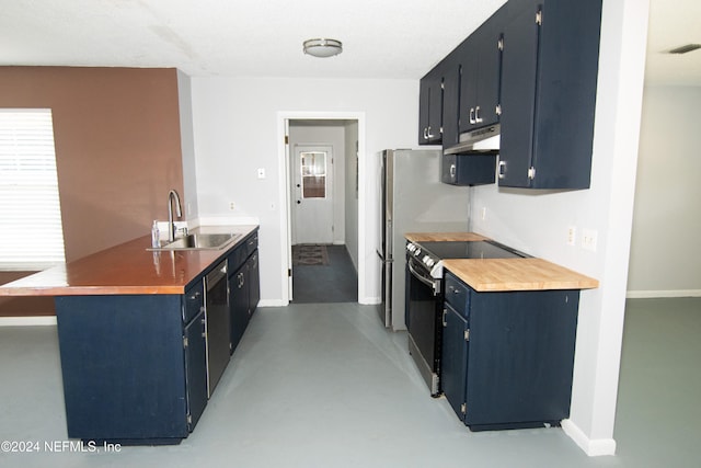 kitchen featuring black electric range oven and sink