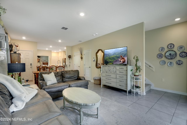 view of tiled living room