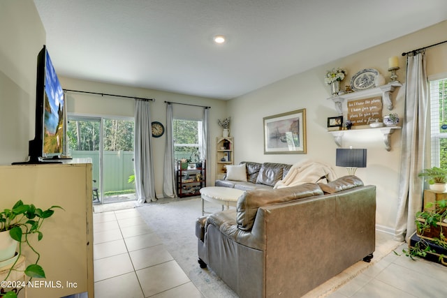 view of tiled living room