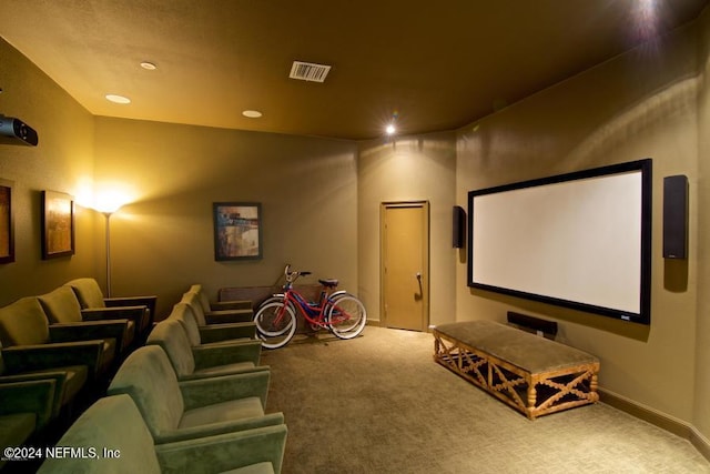 home theater room featuring carpet